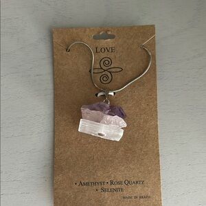 Love Amethyst and Rose Quartz Necklace-NEW//NEVER OPENED